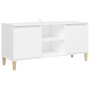 Comodino con Gambe in Legno Massello Bianco 103,5x30x50 cm