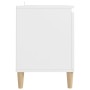 Comodino con Gambe in Legno Massello Bianco 103,5x30x50 cm