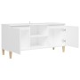 Comodino con Gambe in Legno Massello Bianco 103,5x30x50 cm