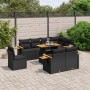 Set Divani da Giardino 9 pz con Cuscini Nero in Polyrattan