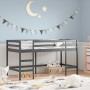 Letto Soppalco con Scala Bambini Nero 90x200cm Massello Pino