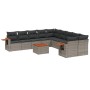 Set Divani da Giardino 11 pz con Cuscini in Polyrattan Grigio