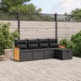 Set Divani da Giardino 5 pz con Cuscini in Polyrattan Nero