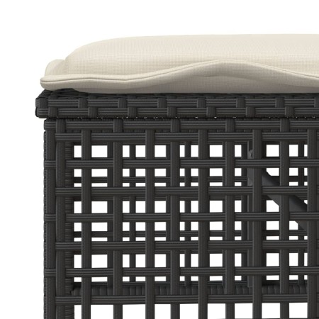 Set Divani da Giardino 4 pz con Cuscini Nero Polyrattan Vetro