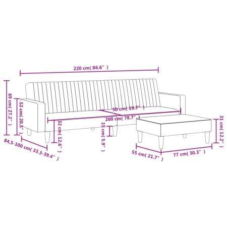 Set di Divani 2 pz Blu in Velluto