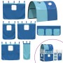 Letto a Soppalco con Tunnel Bambini Blu 90x190cm Massello Pino