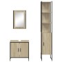 Set Mobili da Bagno 3 pz Rovere Sonoma in Legno Multistrato