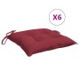 Cuscini per Sedia 6 pz Rosso Vino 40x40x7 cm in Tessuto Oxford