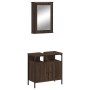 Set Mobili da Bagno 2 pz Rovere Marrone in Legno Multistrato