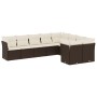 Set Divani da Giardino 9pz con Cuscini Marrone in Polyrattan