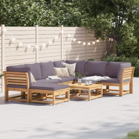 Set Salotto da Giardino 8 pz con Cuscini Legno Massello Acacia