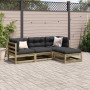 Set Divani da Giardino 4pz con Cuscini Legno Impregnato di Pino