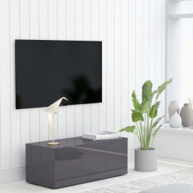 Mobile Porta TV Grigio Lucido 80x34x30 cm in Legno Multistrato