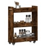 Mobile con Ruote Rovere Fumo 60x22x79 cm in Legno Multistrato