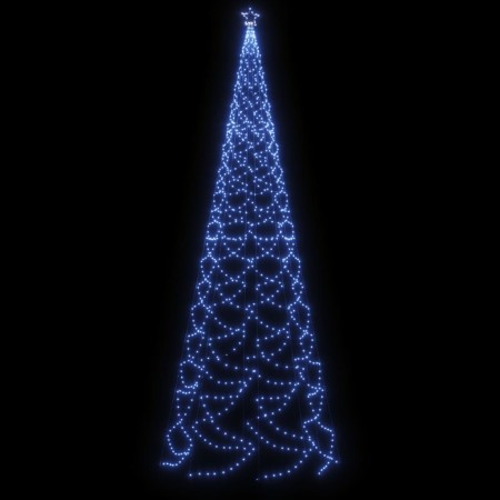 Albero di Natale con Palo in Metallo 500 LED Blu 5 m