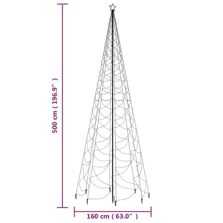 Albero di Natale con Palo in Metallo 500 LED Blu 5 m