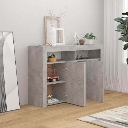 Credenza con Luci LED Grigio Cemento 115,5x30x75 cm