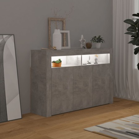 Credenza con Luci LED Grigio Cemento 115,5x30x75 cm