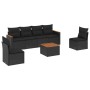 Set Divani da Giardino con Cuscini 7pz Nero Polyrattan