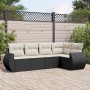 Set Divani da Giardino 5 pz con Cuscini in Polyrattan Nero