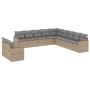 Set Divano da Giardino 11 pz con Cuscini Beige Misto Polyrattan