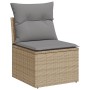 Set Divano da Giardino 11 pz con Cuscini Beige Misto Polyrattan