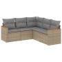 Set Divano da Giardino 5 pz con Cuscini Beige Misto Polyrattan