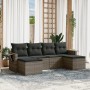 Set Divano da Giardino 6 pz con Cuscini Grigio in Polyrattan