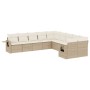 Set Divano da Giardino 10 pz con Cuscini Beige in Polyrattan