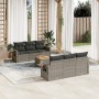 Set Divani da Giardino 7 pz con Cuscini Grigio in Polyrattan