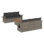 Set Divani da Giardino 7 pz con Cuscini Grigio in Polyrattan