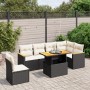 Set Divani da Giardino con Cuscini 7pz Nero Polyrattan