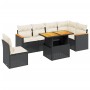 Set Divani da Giardino con Cuscini 7pz Nero Polyrattan