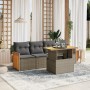 Set Divano da Giardino 5 pz con Cuscini Grigio in Polyrattan