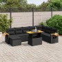 Set Divani da Giardino 9 pz con Cuscini Nero in Polyrattan