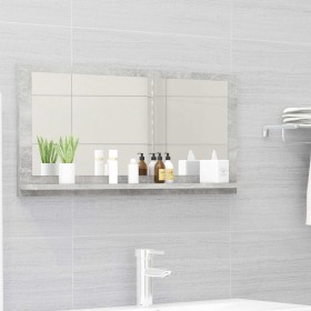 Specchio da Bagno Grigio Cemento 80x10,5x37cm Legno Multistrato