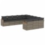 Set Divani da Giardino 11 pz con Cuscini in Polyrattan Grigio