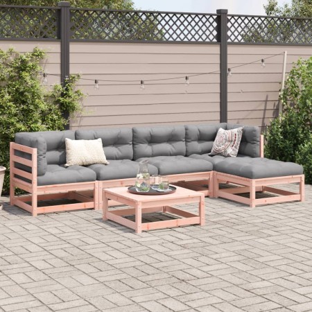 Set Divani Giardino 6 pz Cuscini Legno Massello Abete Douglas