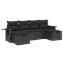 Set Divano da Giardino 6 pz con Cuscini Nero in Polyrattan