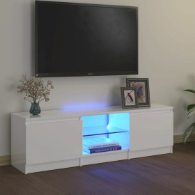 Mobile Porta TV con Luci LED Bianco Lucido 120x30x35,5 cm