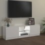 Mobile Porta TV con Luci LED Bianco Lucido 120x30x35,5 cm