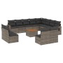 Set Divani da Giardino 13 pz con Cuscini Grigio in Polyrattan