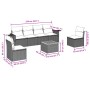 Set Divani da Giardino 7 pz con Cuscini Grigio in Polyrattan
