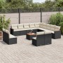 Set Divani da Giardino 14pz con Cuscini in Polyrattan Nero