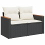 Set Divani da Giardino 14pz con Cuscini in Polyrattan Nero