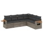 Set Divano da Giardino 6 pz con Cuscini Grigio in Polyrattan