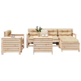 Set Divani da Giardino 7 pz in Legno Massello di Pino