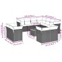 Set Divani da Giardino 13pz con Cuscini Nero in Polyrattan