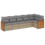 Set Divano da Giardino 6 pz con Cuscini Beige in Polyrattan