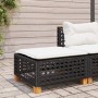 Sgabello Giardino con Cuscino Nero 63,5x56x32 cm in Polyrattan